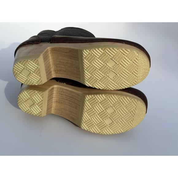 No. 6 Store 5" Pull On Shearling Clog Boot on Mid Heel Brown Aviator Size 38 NIB - Picture 9 of 16